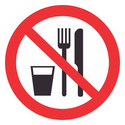 Запрещающий знак Р30 Запрещается принимать пищу
