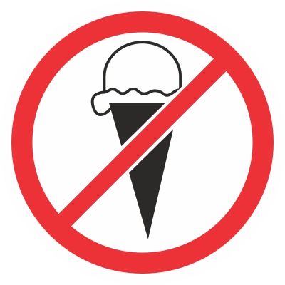 Запрещающий знак P01-03 Вход с мороженым запрещен