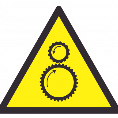 Предупреждающий знак W29 Осторожно. Возможно затягивание между вращающимися элементами
