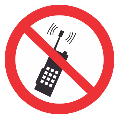 Запрещающий знак Р18 Запрещается пользоваться мобильным (сотовым) телефоном или переносной рацией